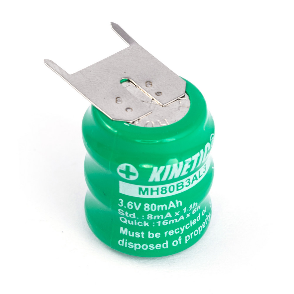 NiMH Akku MH80B2AL3 3-pin 2,4V 80mAh Kinetic Ersatzakku PCB THT 15.6x12,4mm